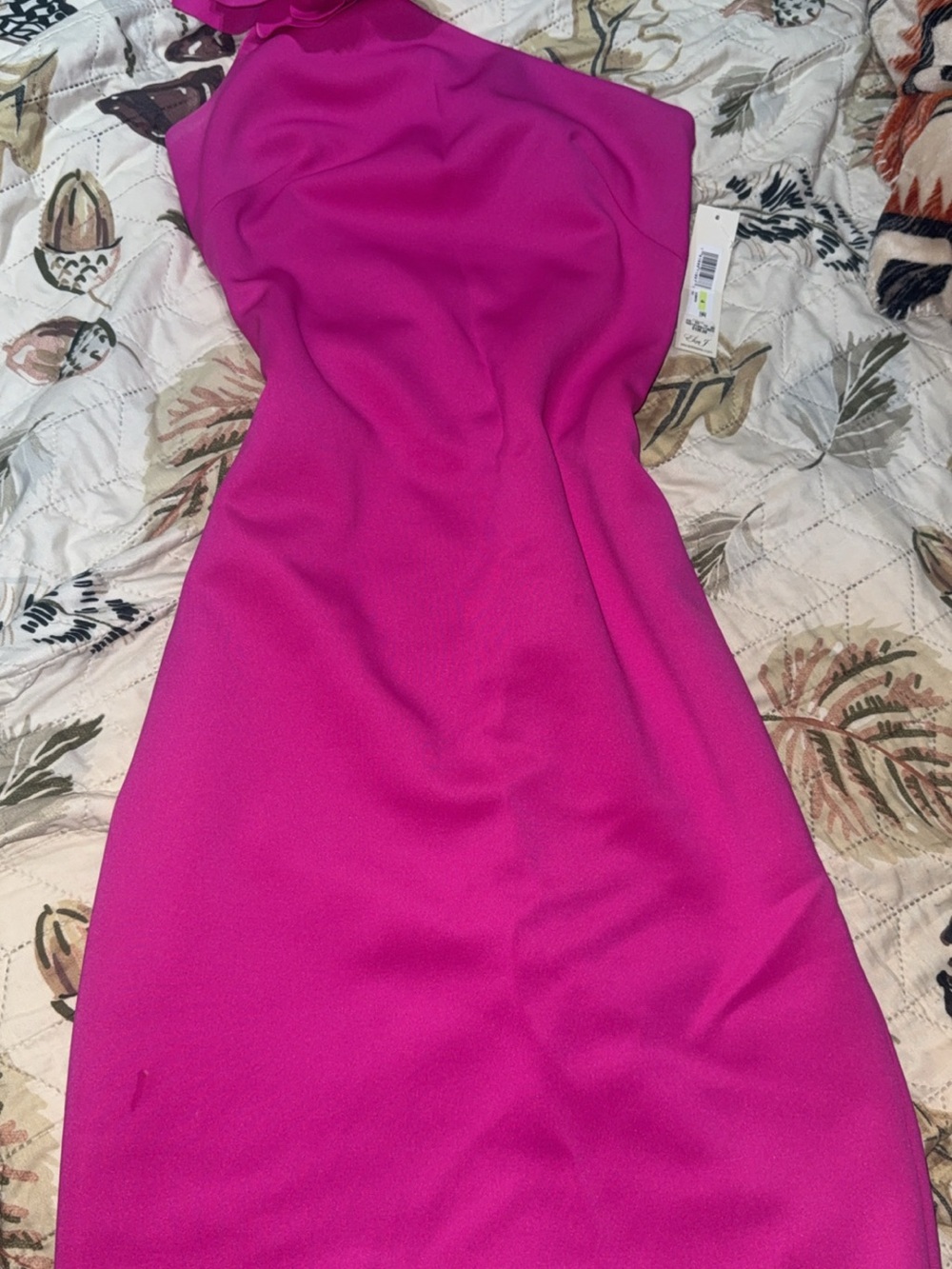 Eliza J Fuchsia One-Shoulder Sheath Dress